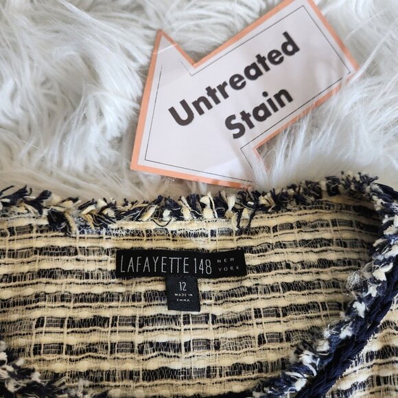 Lafayette 148 Tweed Blazer Women's 12 Metallic Shimmer Navy Blue Silver Career - Picture 14 of 16